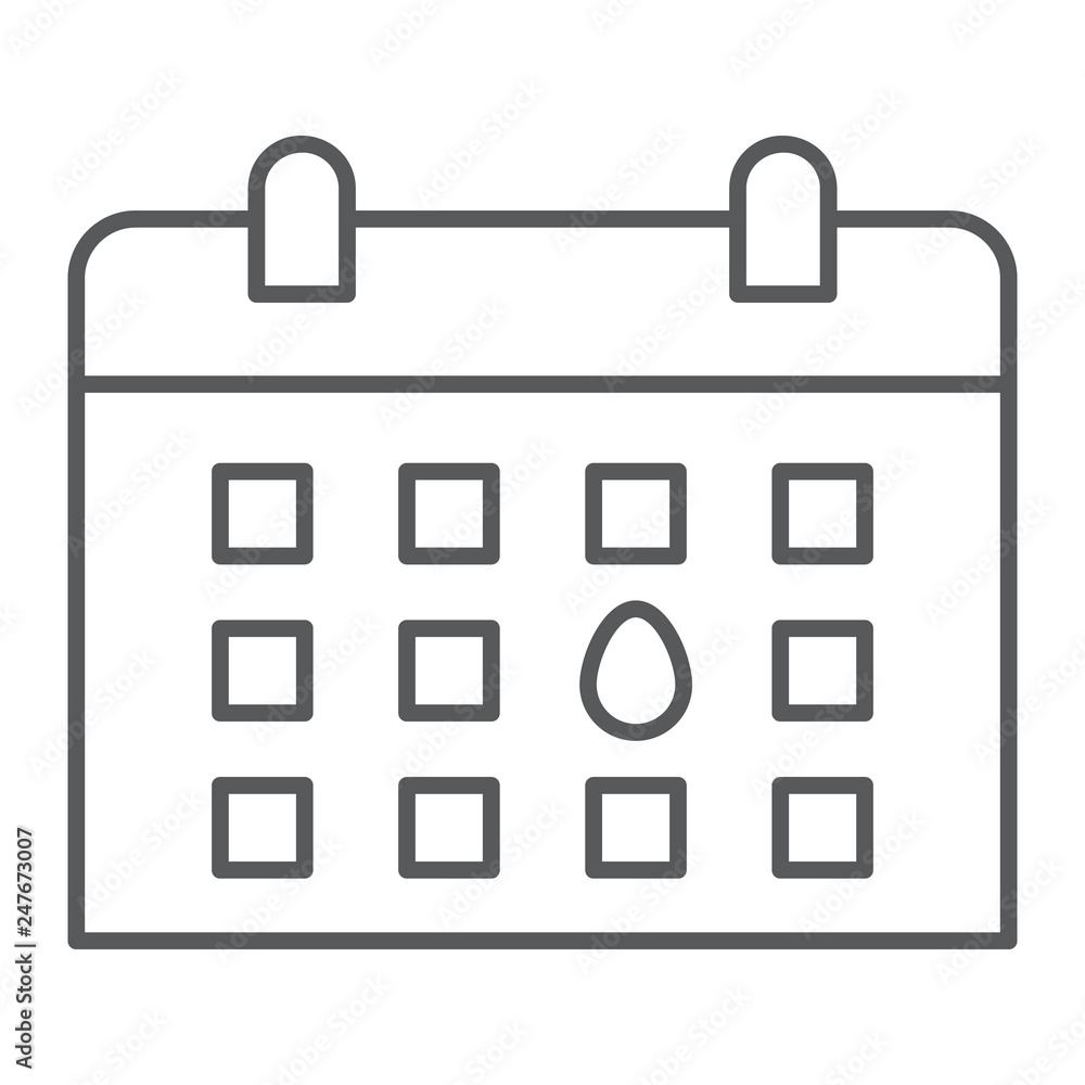 Calendar thin line icon, month and day, reminder sign, vector graphics, a linear pattern on a white background. Calendar thin line icon, month and day, reminder sign, vector graphics, a linear pattern on a white background.