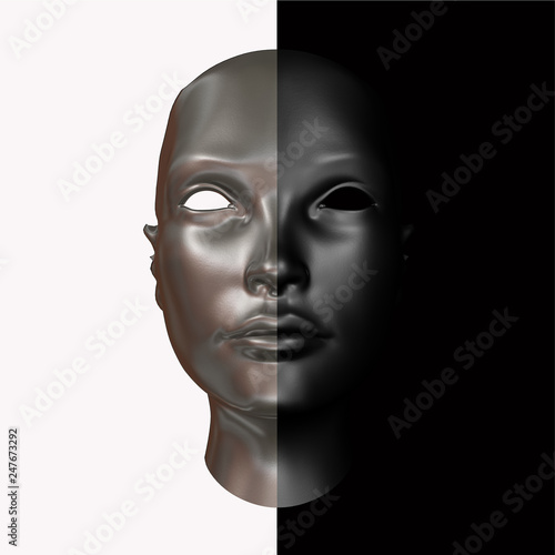 Black and Silver head 3d rendering