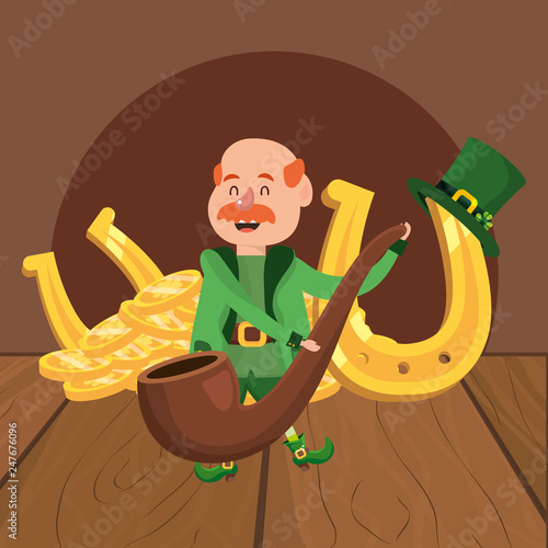 leprechaun male holding pipe fortune photo