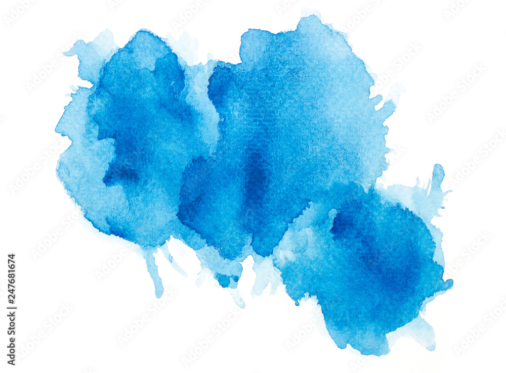 abstract watercolor background.splash brush color blue on paper.