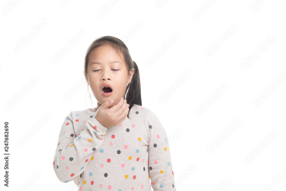 Cute kid southeast asian girl age 7 years in acting isolated on white Cute kid southeast asian girl age 7 years in acting isolated on white