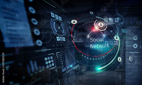 Wallpaper Mural Technology and hud concept. Mixed media Torontodigital.ca