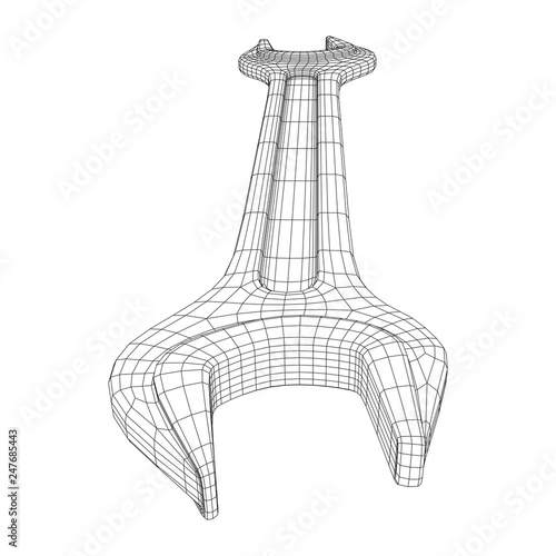 Wrench. Spanner repair tool. Mechanic or engineer instruments. Support service wireframe low poly mesh vector illustration
