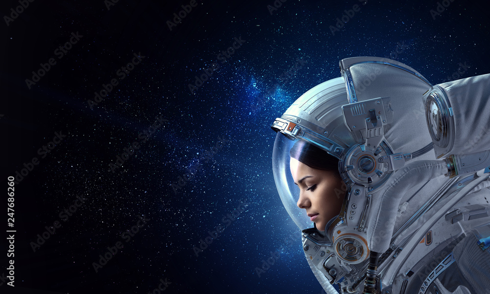 Attractive woman in spacesuit Attractive woman in spacesuit