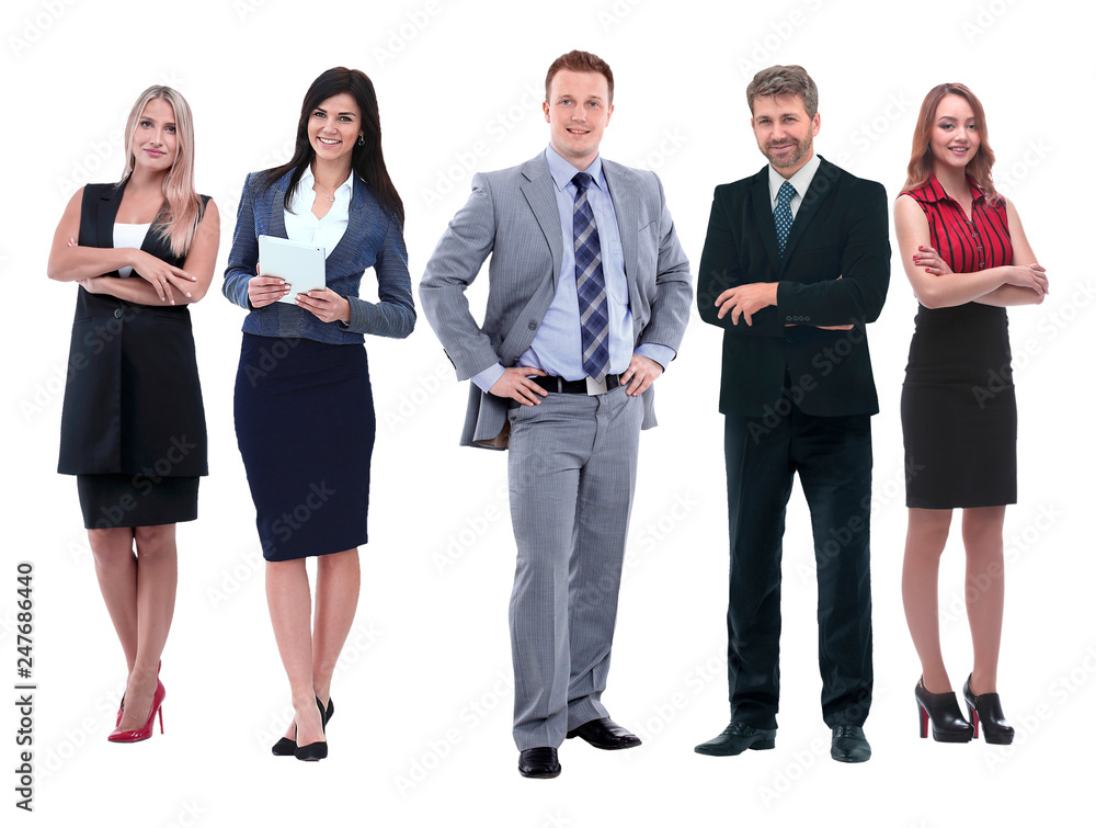 in full growth.boss and his business team standing together in full growth.boss and his business team standing together