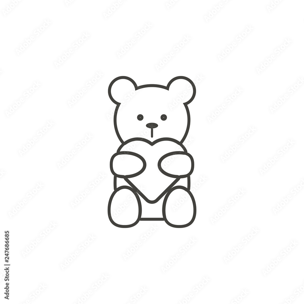 Wall Mural Cute teddy bear realistic drawing isolated - PIXERS.US