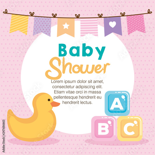 baby shower card with set items