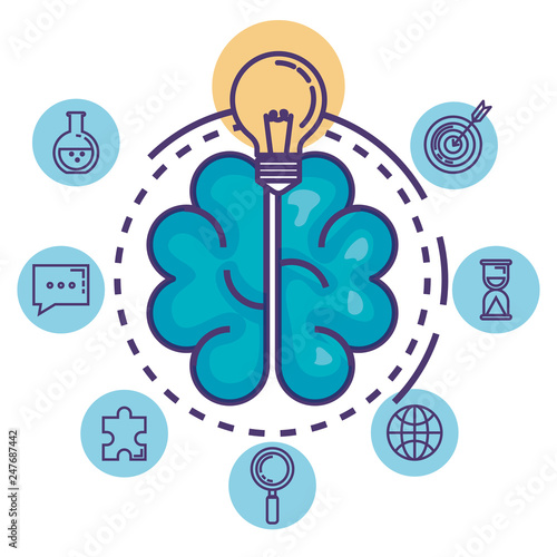 brain with innovation icons