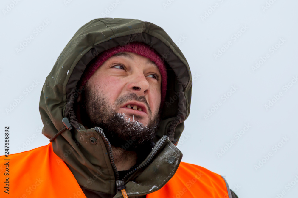 Portrait of installer in orange reflective vest Portrait of installer in orange reflective vest