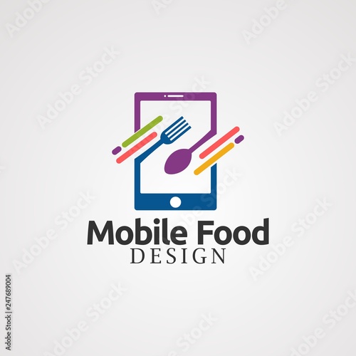 mobile food lofo vector, icon, element, and template photo