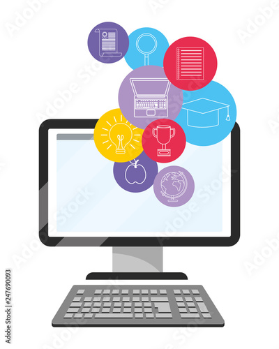online education computer cartoon