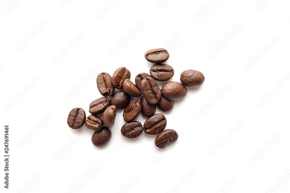 Coffee beans isolated on white background. Close-up. Coffee beans isolated on white background. Close-up.