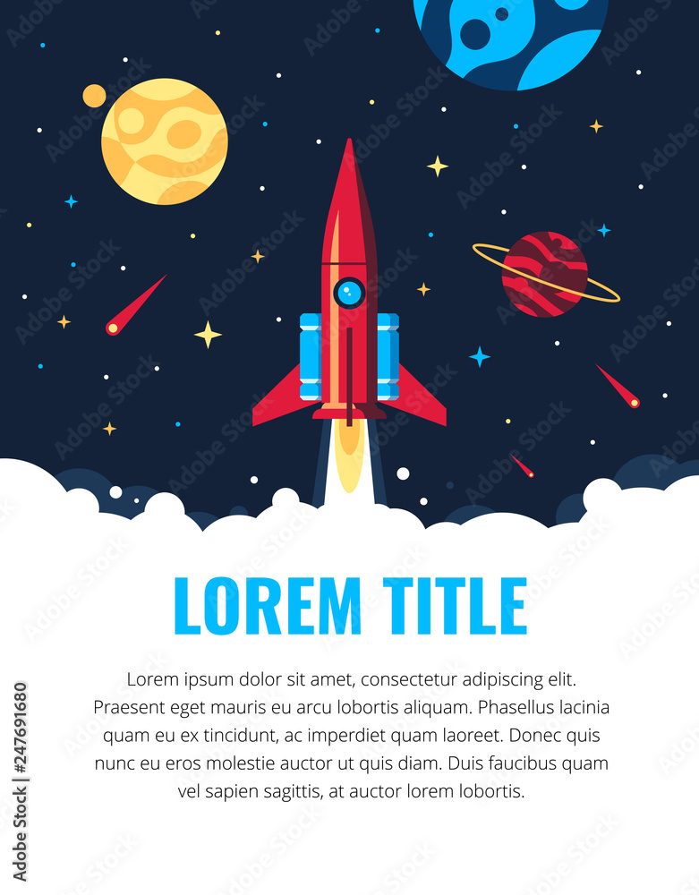 space text pop up or web banner template with the rocket space text pop up or web banner template with the rocket