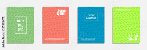Colorful and modern cover design. Set of geometric pattern background