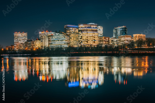 View of the Rosslyn skyline at night in Arlington, Virginia from Georgetown, Washington, DC