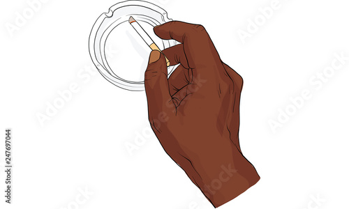 hand holding cigarette, hand activity, vector