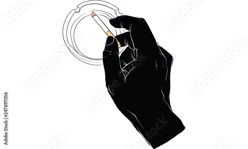 hand holding cigarette, hand activity, vector