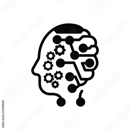 Black solid icon for mind 