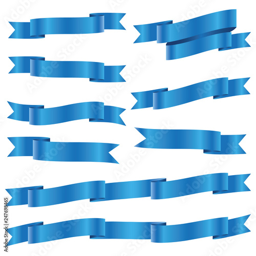 set of blue ribbon baner icon