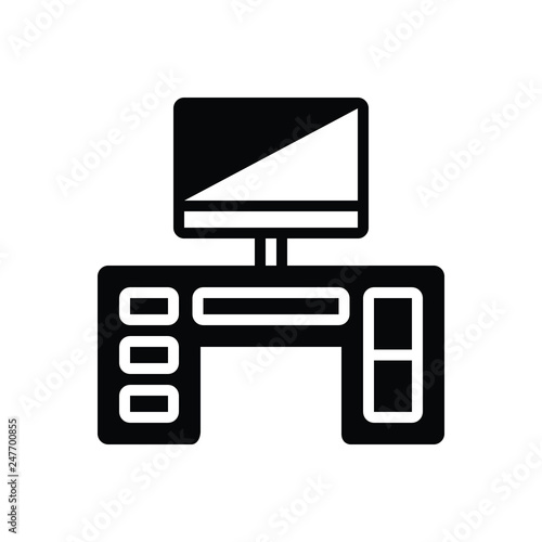 Black solid icon for desk 