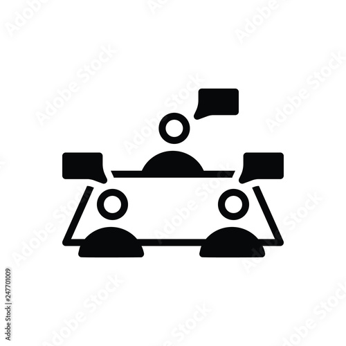 Black solid icon for discussion 