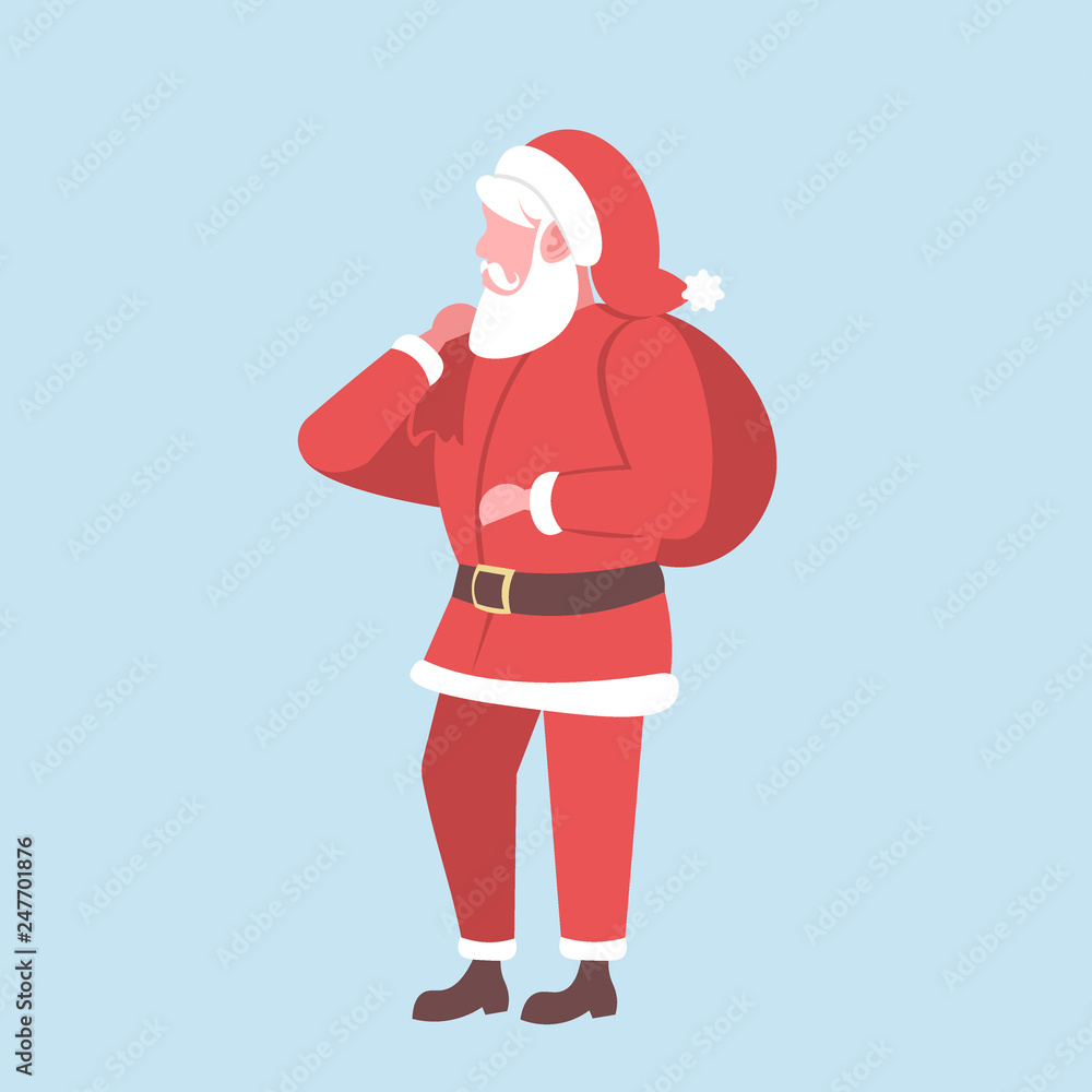 Man wearing Santa Claus costume holding huge
