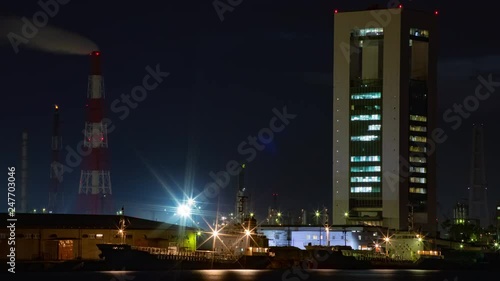 Night Time lapse near the river at the industrial area in Yokkaichi Mie photo