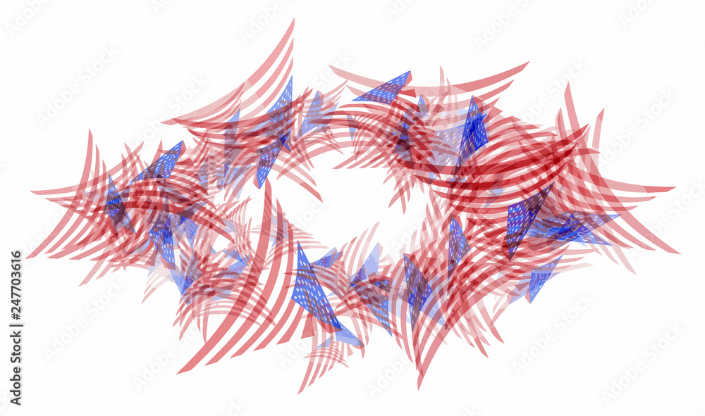 Memorial day oval wreath border frame with triangular USA flags composition, isolated on white background. Eps10 vector illustration. Memorial day oval wreath border frame with triangular USA flags composition, isolated on white background. Eps10 vector illustration.