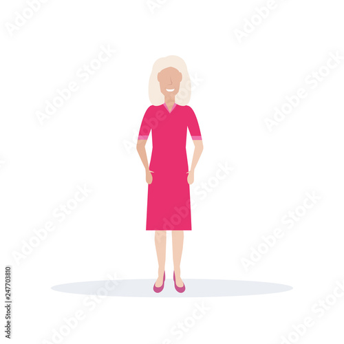 happy elderly woman smiling senior lady standing pose female cartoon character full length flat isolated