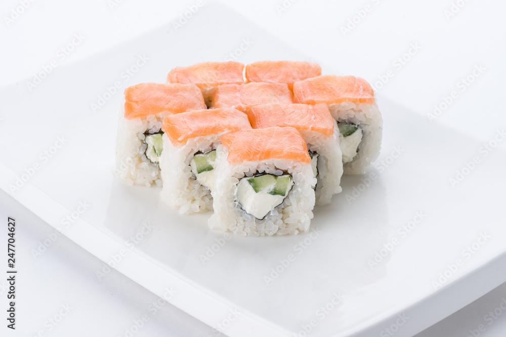 Japanese food restaurant, sushi maki gunkan roll plate or platter set. Sushi set and composition Japanese food restaurant, sushi maki gunkan roll plate or platter set. Sushi set and composition