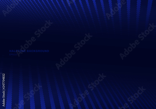 Abstract blue halftone on dark background and texture. Dots lines pattern.