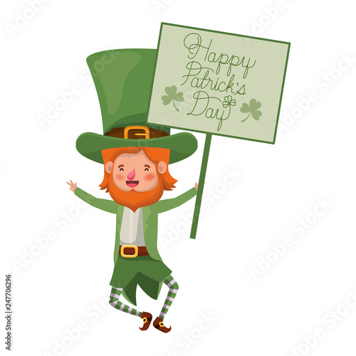 wishing you a happy st patricks day label with leprechaun character
