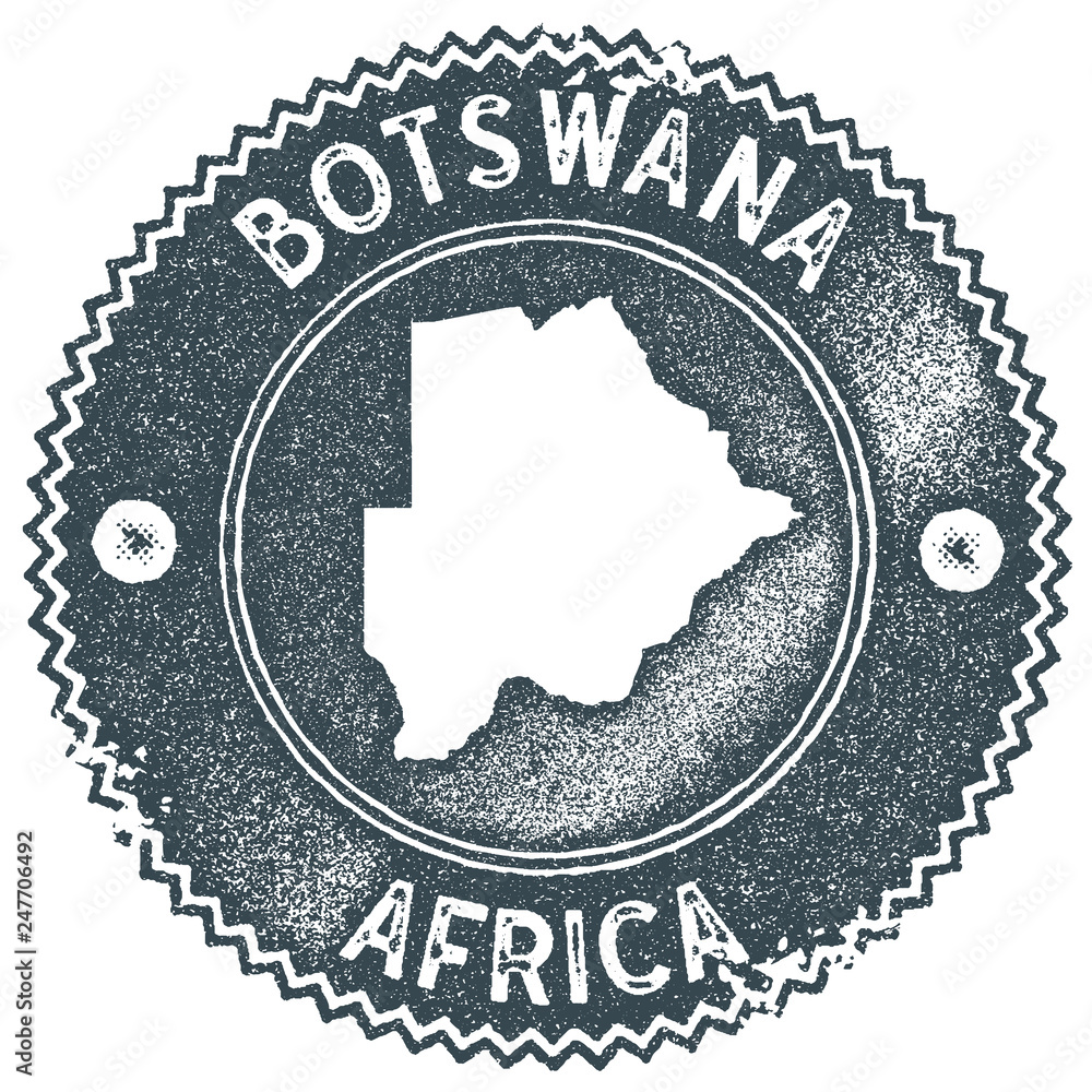 Botswana map vintage stamp. Retro style handmade label, badge or ...