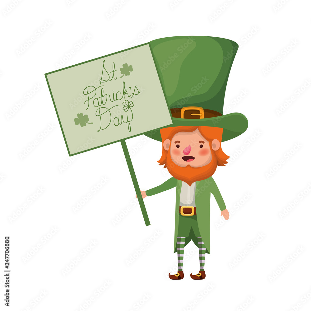 wishing you a happy st patricks day label with leprechaun character