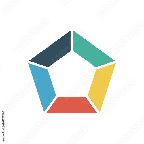 Vector circle pentagon element for infographic. Template for cycling diagram, graph, presentation. Business concept with 5 options, parts, steps or processes. Abstract background.