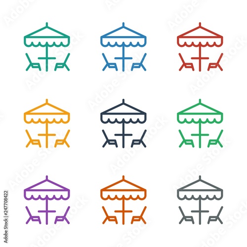 table under umbrella icon white background