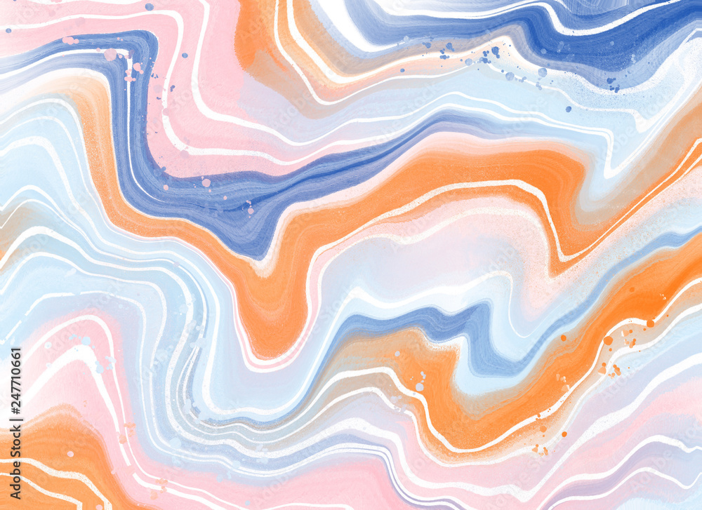 Obraz premium Blue and orange abstract watercolor background