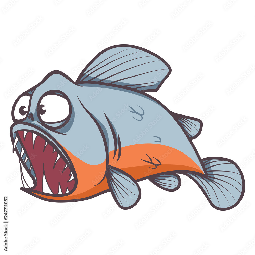 scary piranha fish cartoon Stock Vector | Adobe Stock