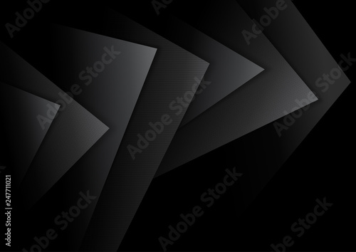 Black Abstract Background with Dark Textured Layers and Shadows - Illustration, Vector