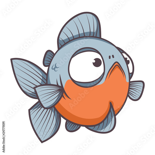 fat piranha fish cartoon Stock Vector | Adobe Stock