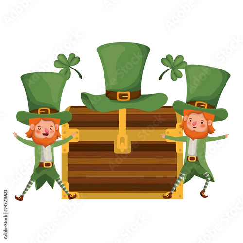 leprechauns with chest and coins character