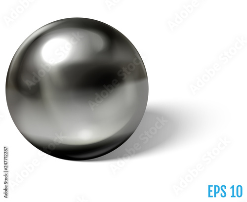 Steel ball on white surface realistic vector