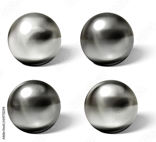 Steel balls on white surface realistic vector