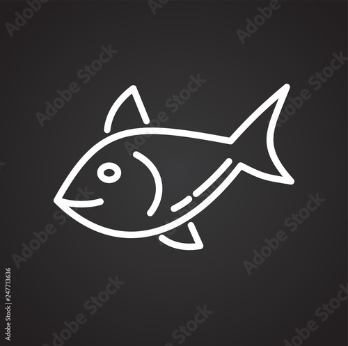 Seafood line icon on black background for graphic and web design  Modern simple vector sign. Internet concept. Trendy symbol for website design web button or mobile app