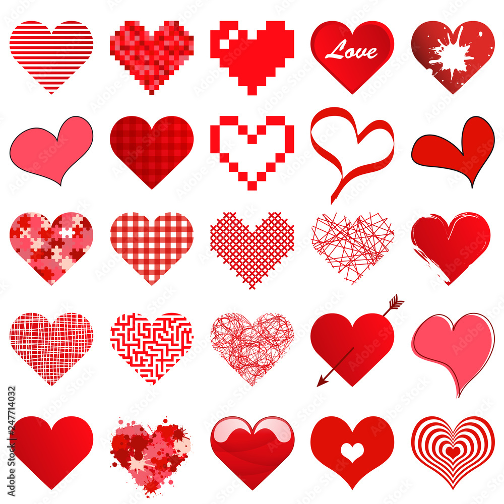 collection different loving valentine hearts collection different loving valentine hearts