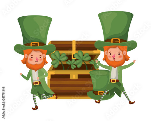 leprechauns with chest and coins character