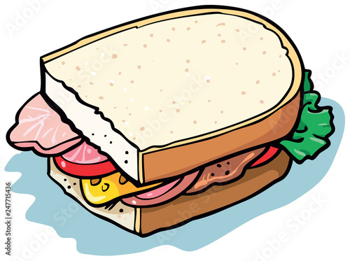 Ham and vegetable sandwich illustration - Vector