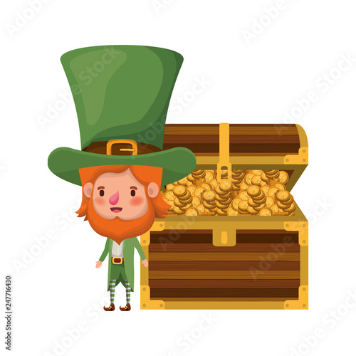 leprechaun with chest and coins character
