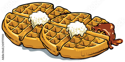 waffle with chocolate - Vector photo