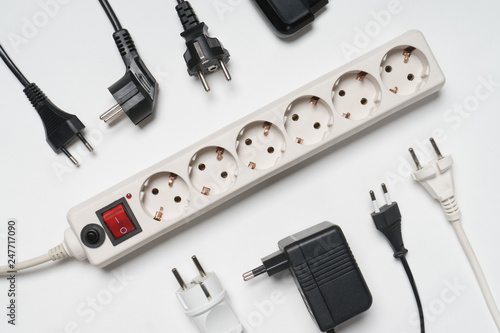 Many electrical plugs, network congestion photo